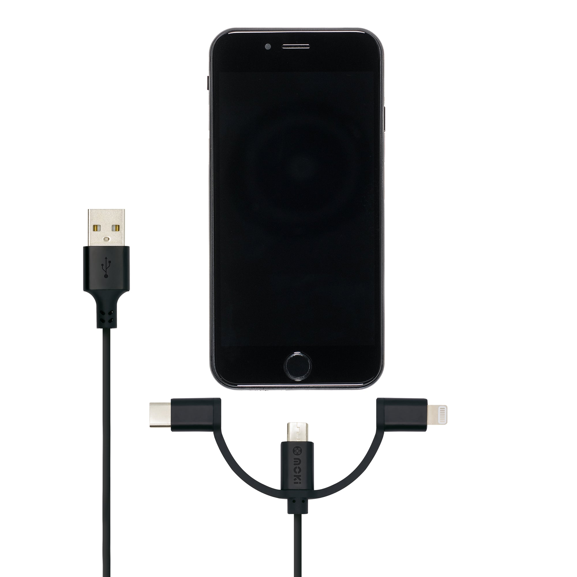 3 in 1 MicroUSB / USB-C / Lightning to USB-A SynCharge Cable