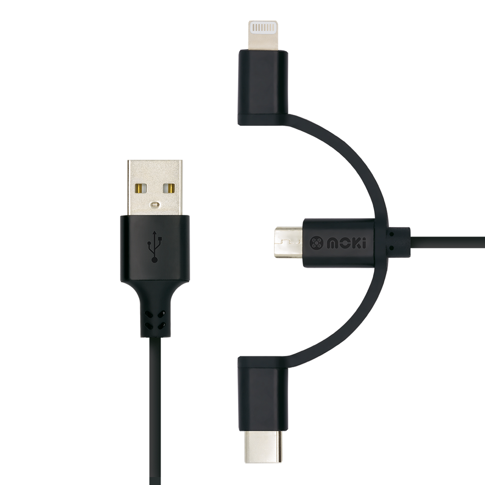 3 in 1 MicroUSB / USB-C / Lightning to USB-A SynCharge Cable
